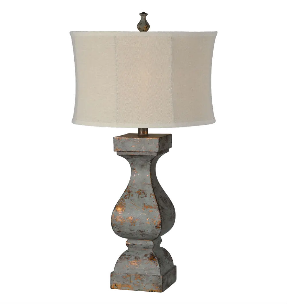 Distressed Blue Table Lamp with Copper Highlights - Eloise-1