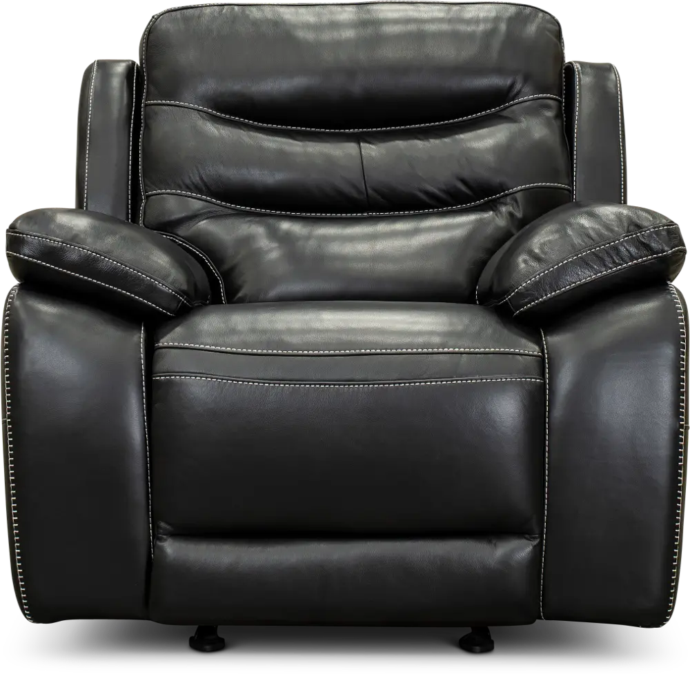 Black Leather Power Glider Recliner with Adjustable Headrest - Shawn-1