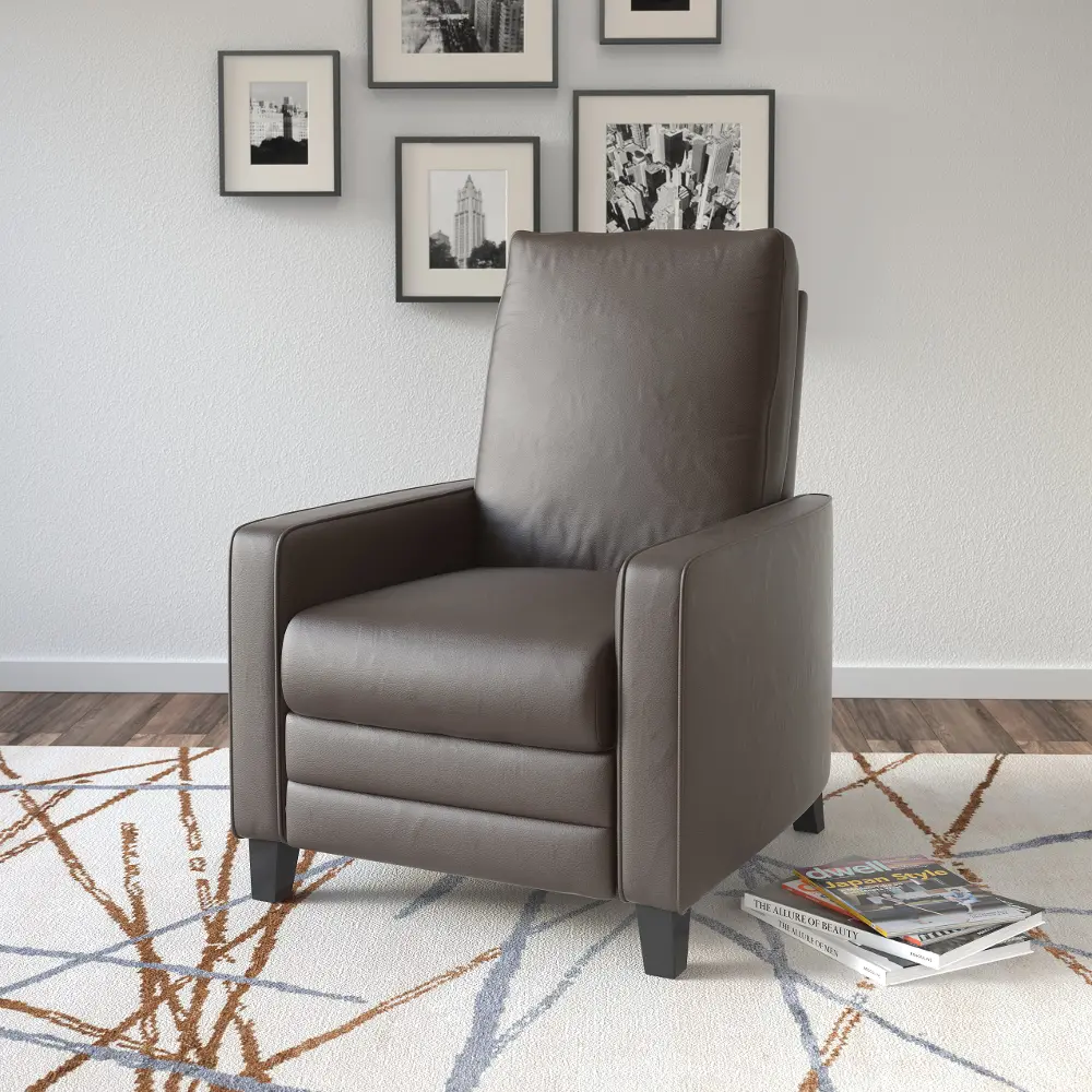 Brown-Gray Bonded Leather Recliner - Kelsey-1