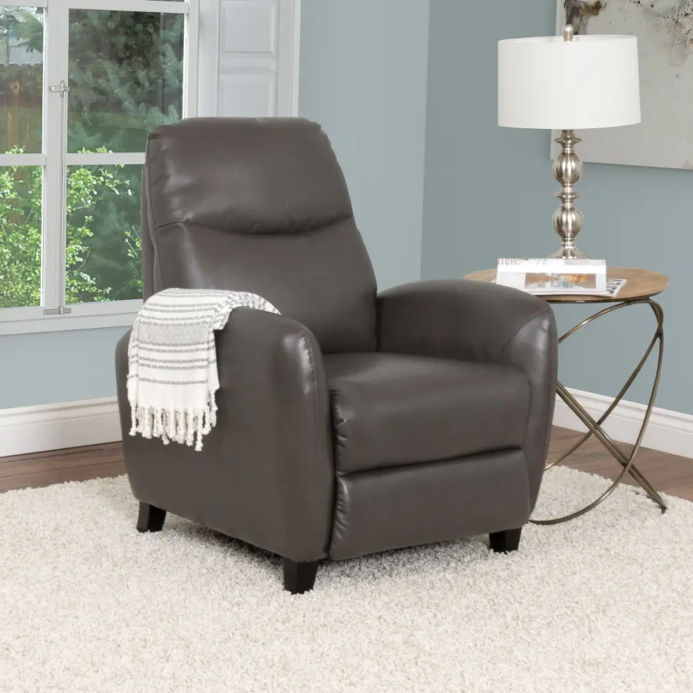Brown-Gray Bonded Leather Push-Back Recliner - Ava-1