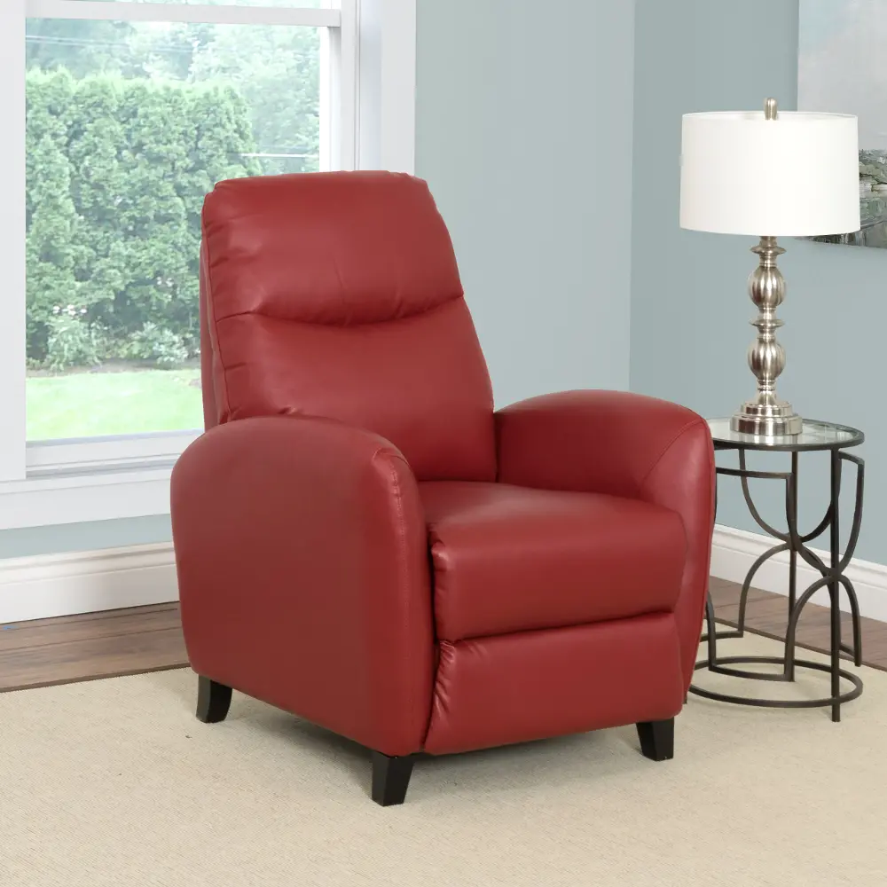 Red Bonded Leather Push-Back Recliner - Ava-1