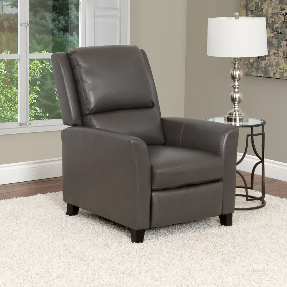 Brown-Gray Bonded Leather Push-Back Recliner - Kate-1