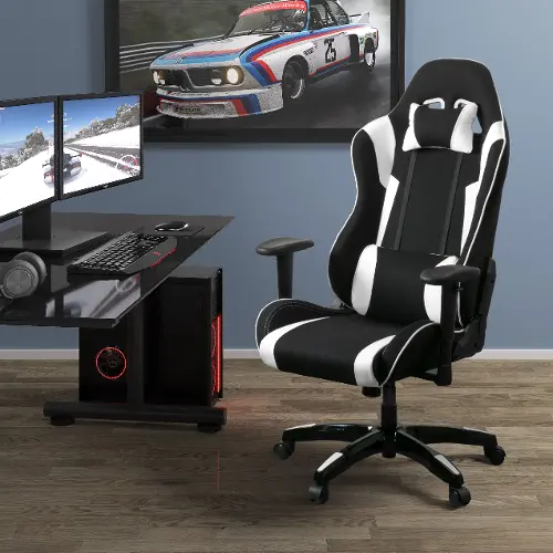 Workspace Black and White Gaming Desk Chair RC Willey