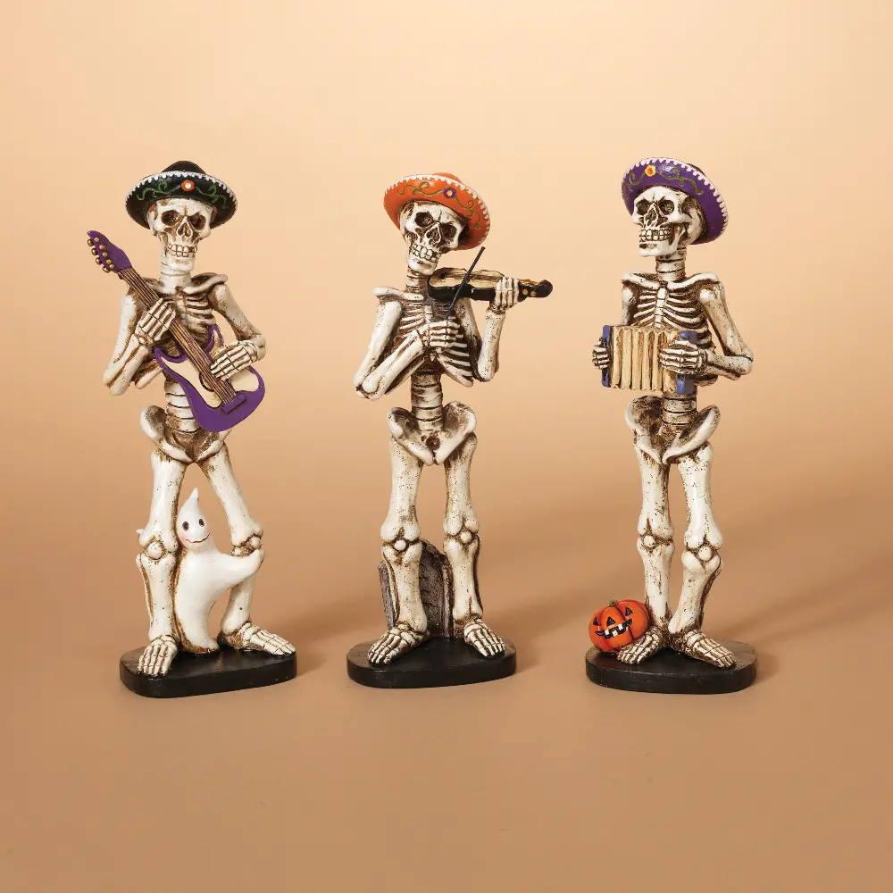 Assorted Day of the Dead Skeleton Playing Music Figurine-1