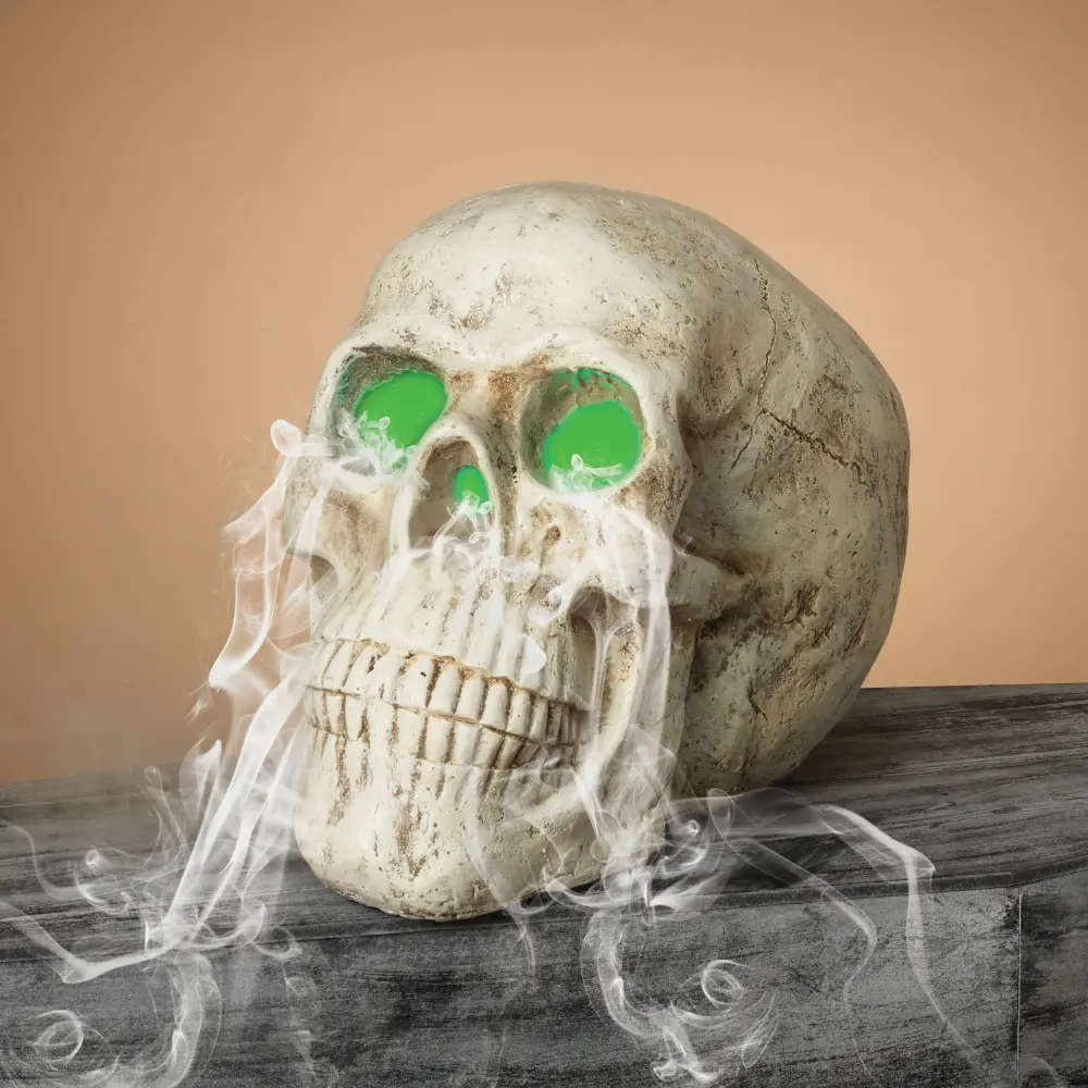 Electric Lighted Magnesium Smoking Skull with Timer-1