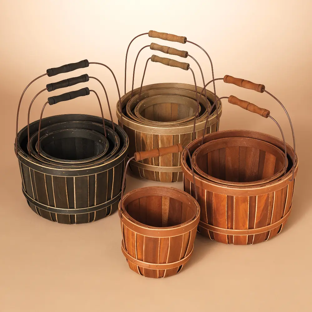 7 Inch Assorted Chipwood Bucket with Folding Wire Handle-1