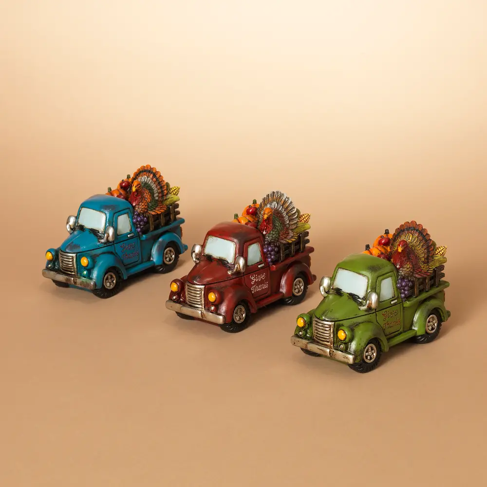 Assorted Resin Truck with Turkey and Pumpkins In Back-1