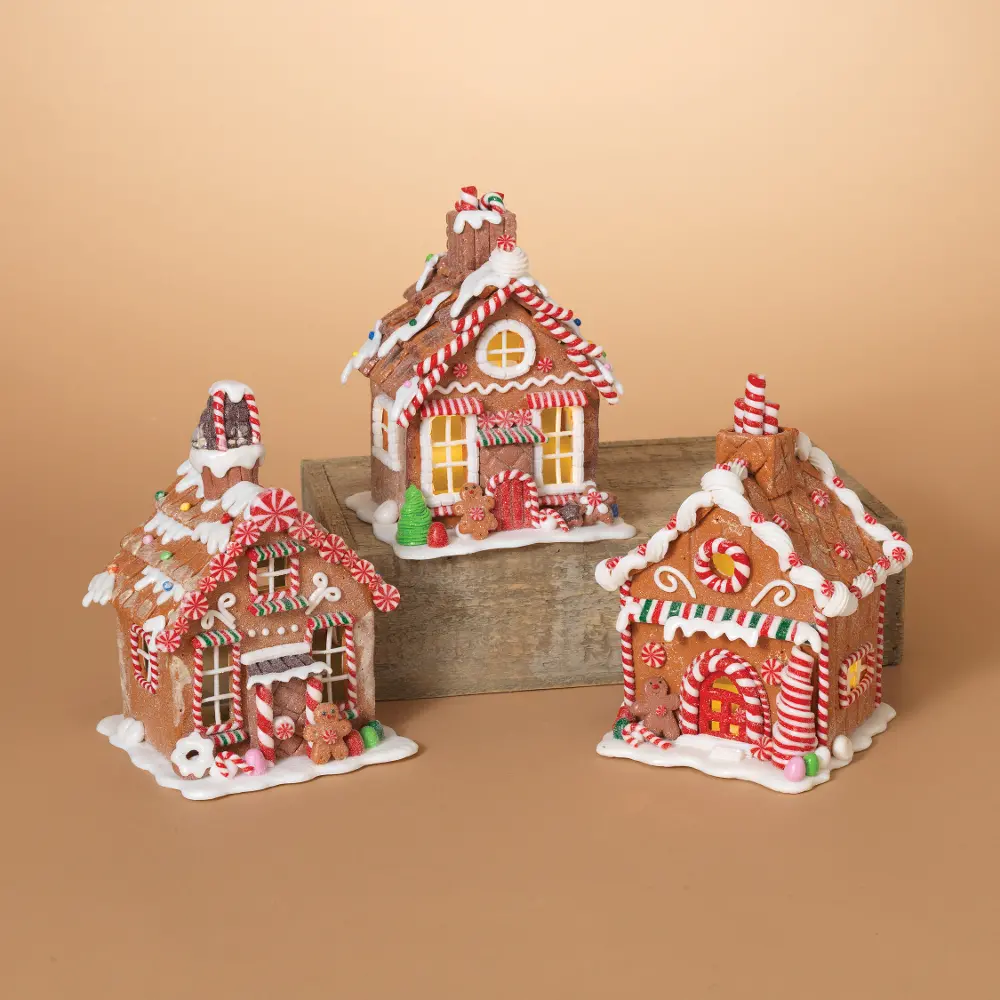 Assorted 7 Inch Lighted Clay Dough Gingerbread House-1