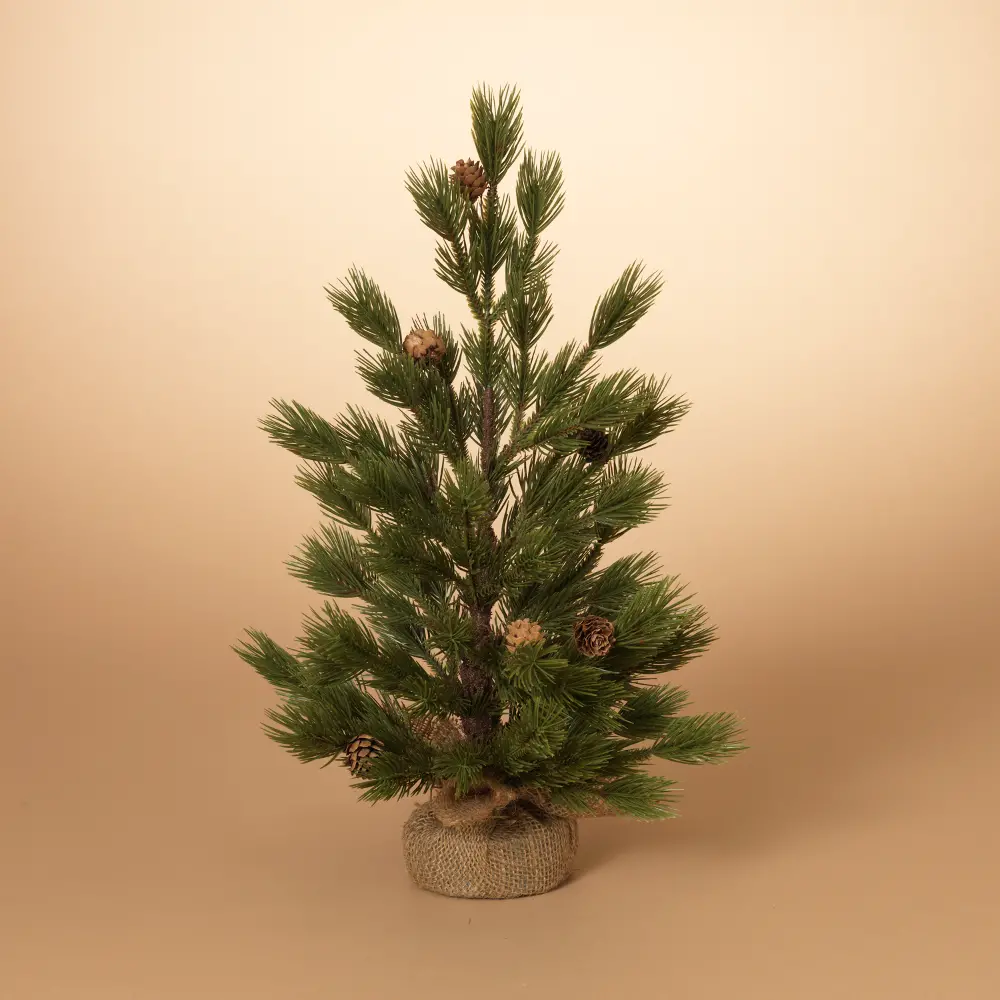 18 Inch Holiday Tree With Pine Cones and Burlap Base-1