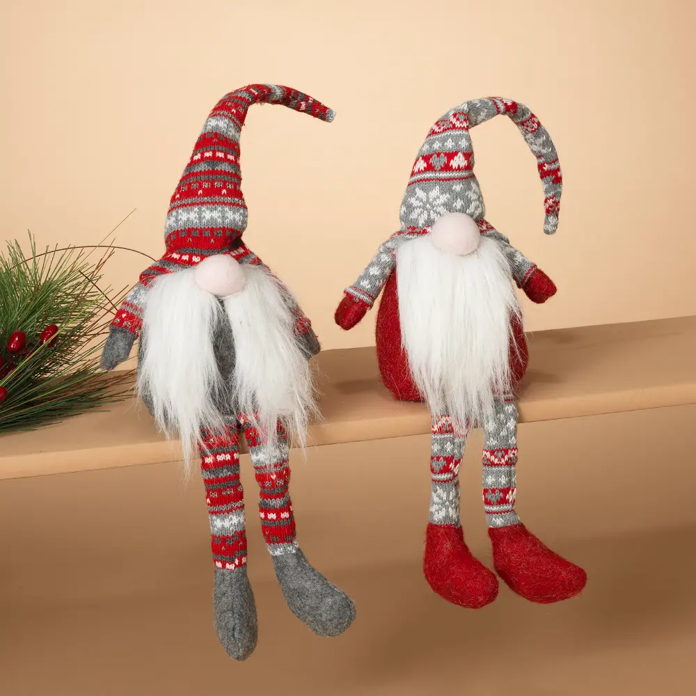 Assorted Multi Color Plush Holiday Gnome Shelf Sitter-1
