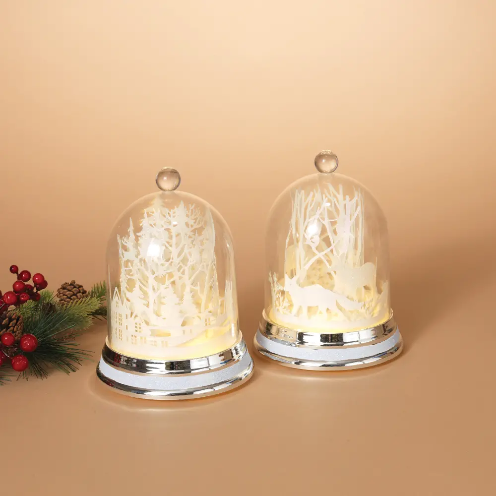 Assorted White Lighted Musical Moving Winter Scene Dome-1