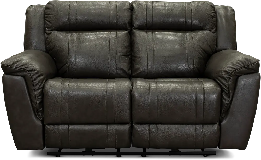 Charcoal Gray Leather-Match Manual Reclining Loveseat - Trent-1