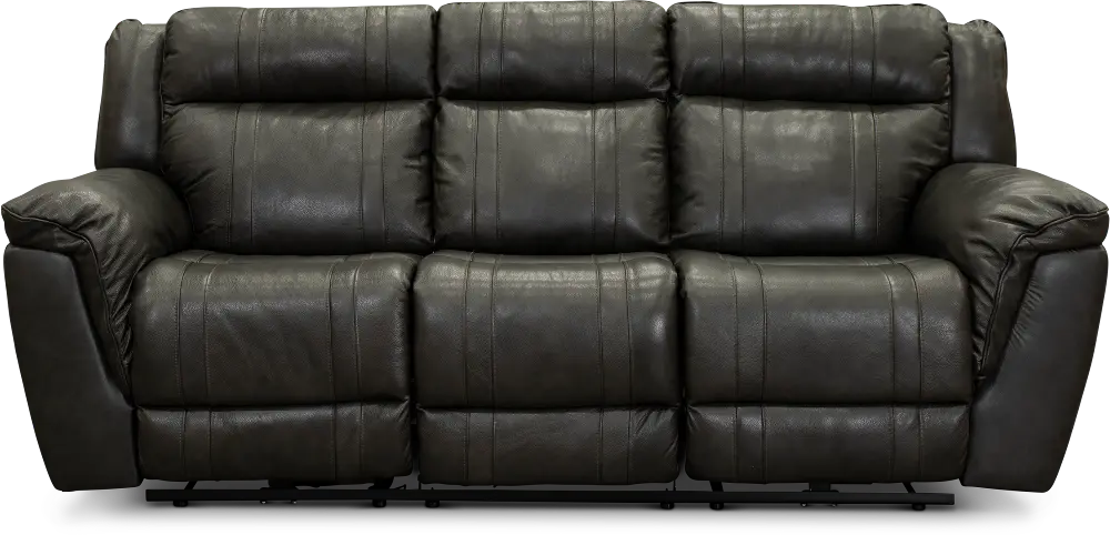 Charcoal Gray Leather-Match Power Reclining Sofa - Trent-1