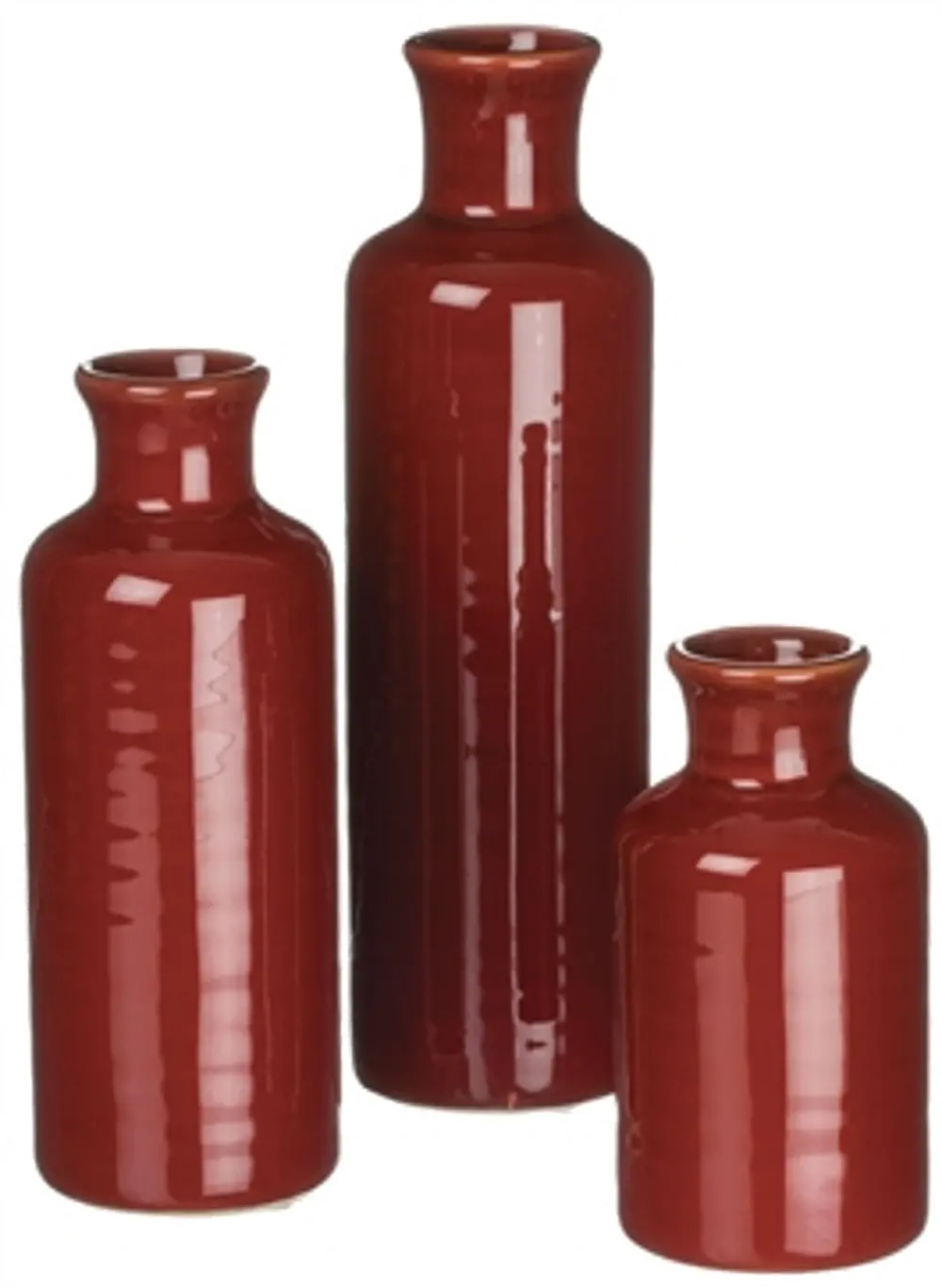 9 Inch Red Ceramic Bottle Vase-1