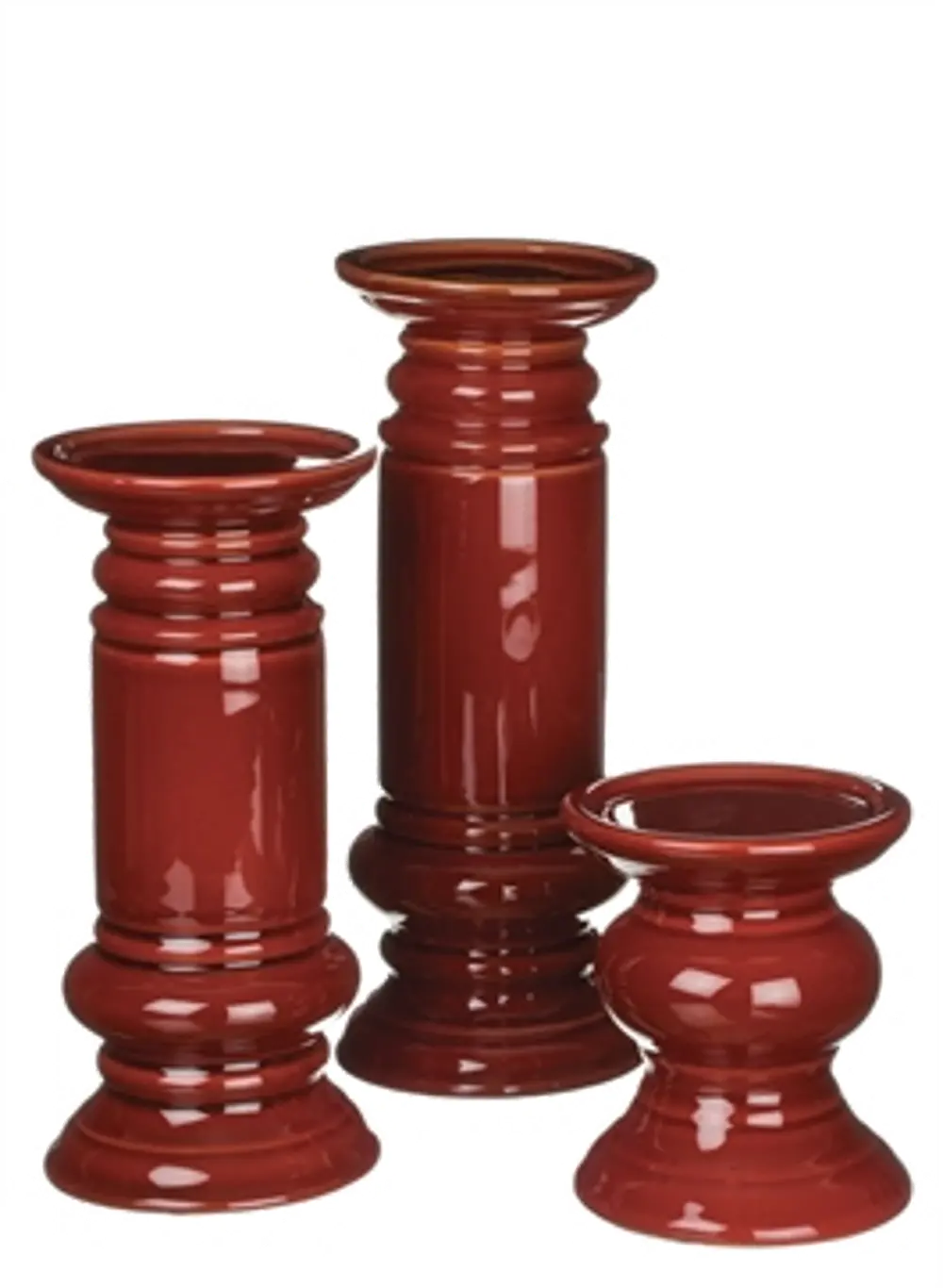 11 Inch Red Ceramic Pillar Candle Holder-1