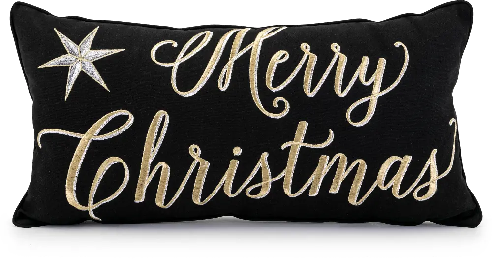 Black, Silver and Gold Merry Christmas Throw Pillow-1