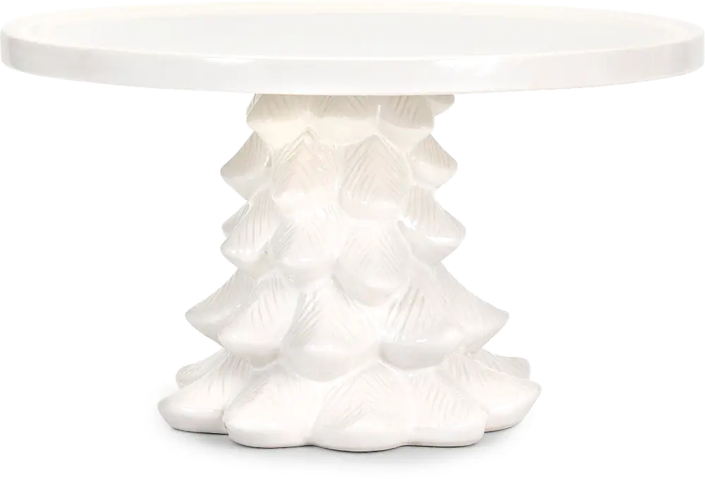 White Ceramic Homestead Christmas Tree Cake Stand-1