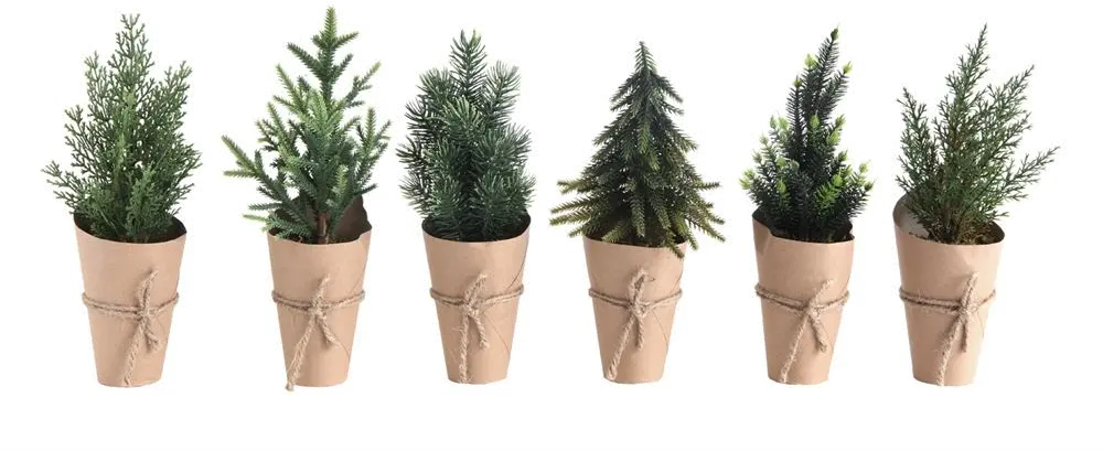 XM2556A-A/6-IND Assorted Faux Tree Arrangement with Paper Wrapped Pot-1