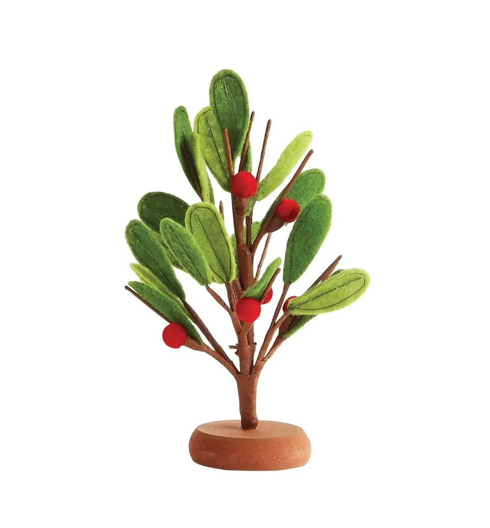 XM2965 10 Inch Felt Green Leaf Tree with Red Berries On A Base-1