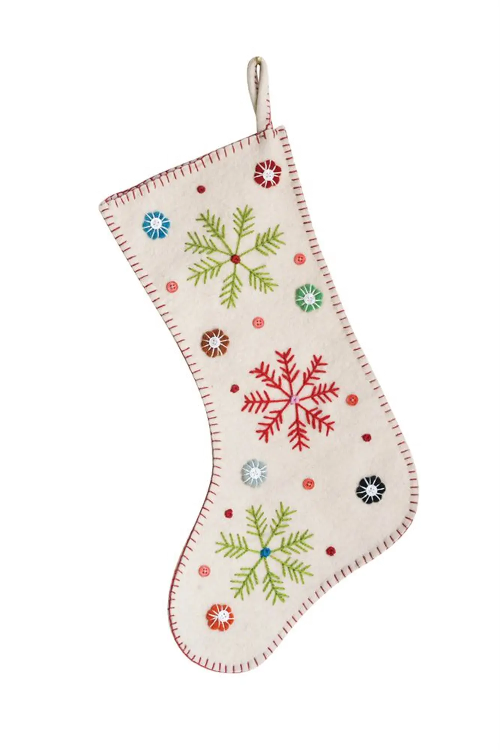 XM1858 Cream Stocking with Multi-Colored Snowflakes-1