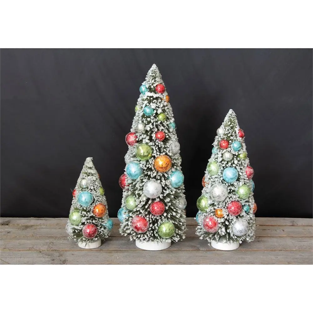 XC5452-S/3-SML 6 Inch Bottle Brush Christmas Tree with Balls-1