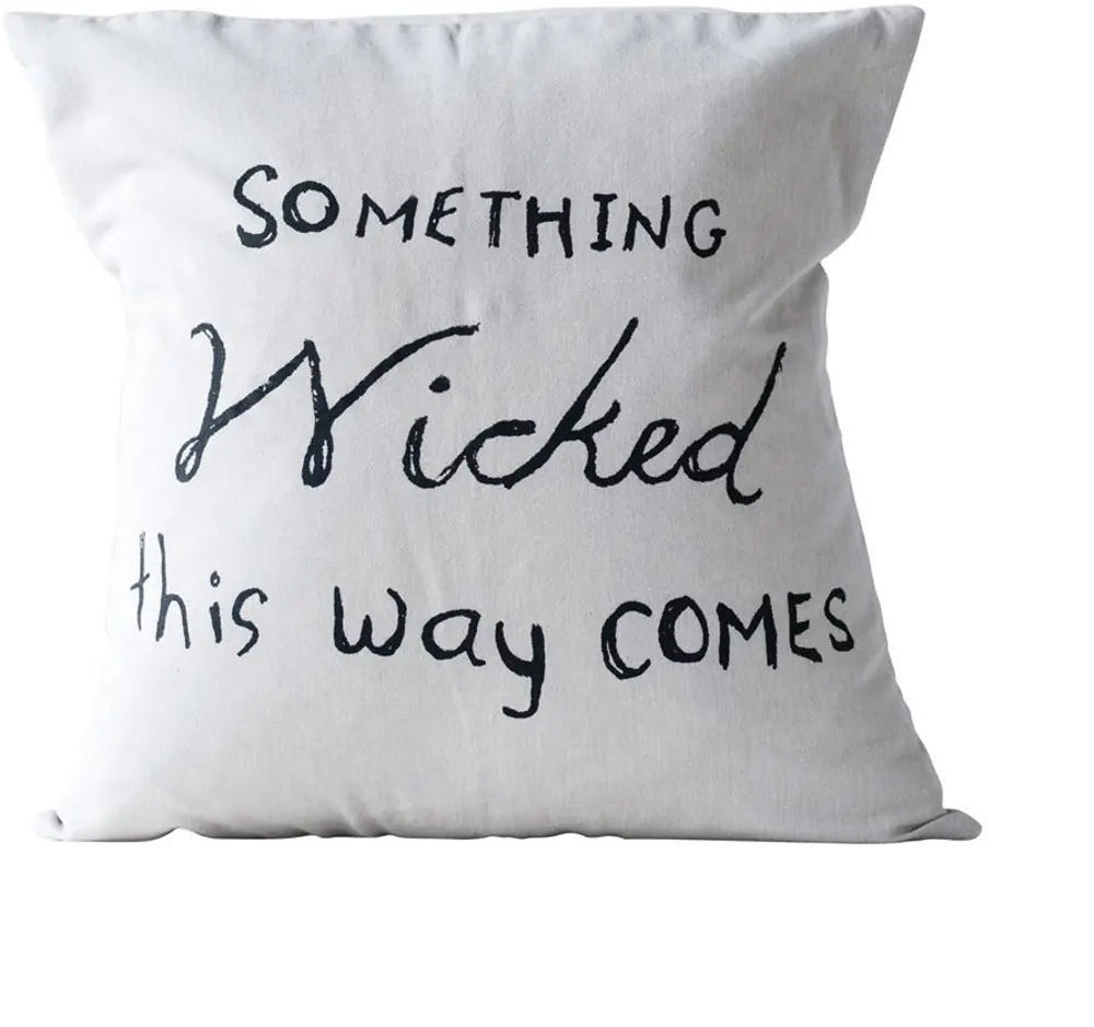 HX1716/SMTHINGWICKED White and Black Something Wicked Cotton Throw Pillow-1