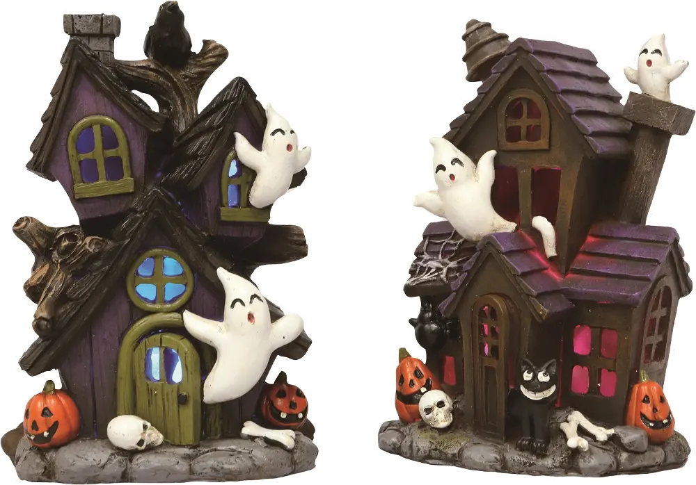 Assorted Mini Light Up Haunted Ghost House-1