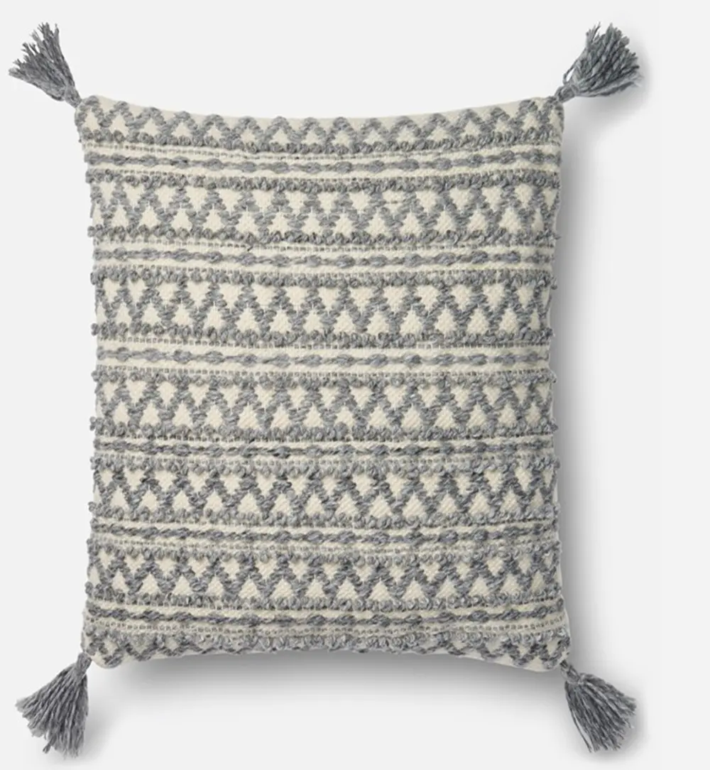 P1035MHGREY Magnolia Home Furniture Gray Throw Pillow With Tassels-1