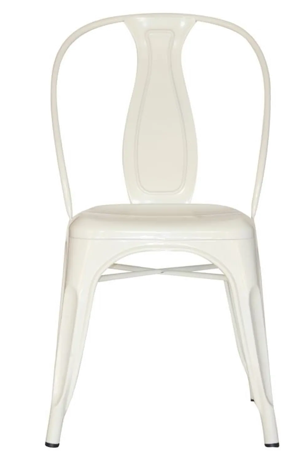 Set of 4 White Metal Industrial Dining Chairs - Reservation Seating-1