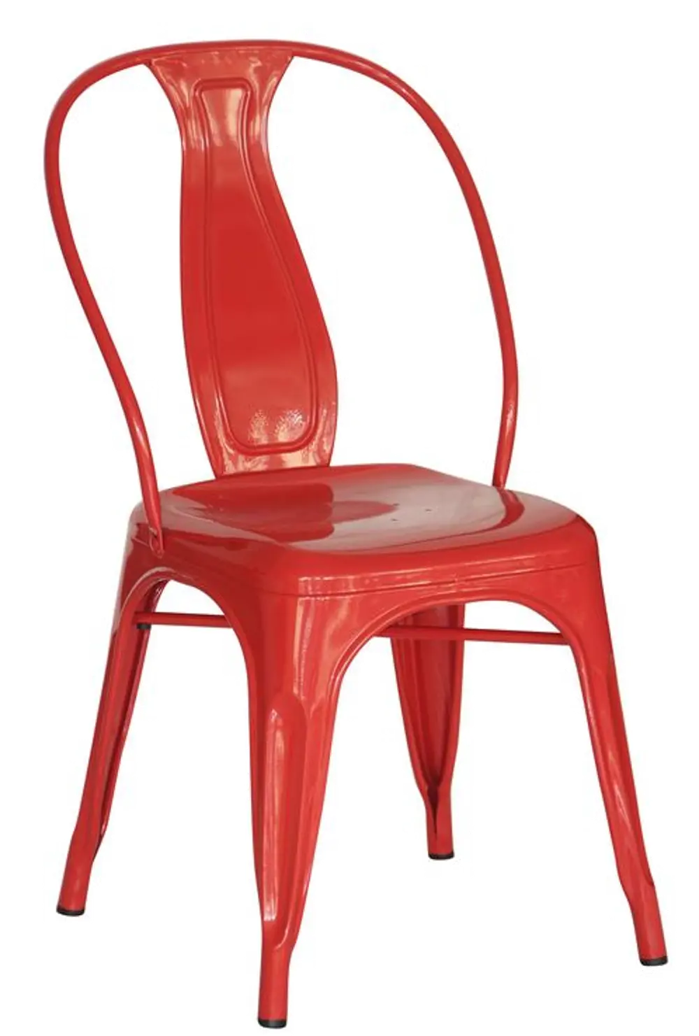 Set of 4 Red Metal Industrial Dining Chairs - Reservation Seating-1