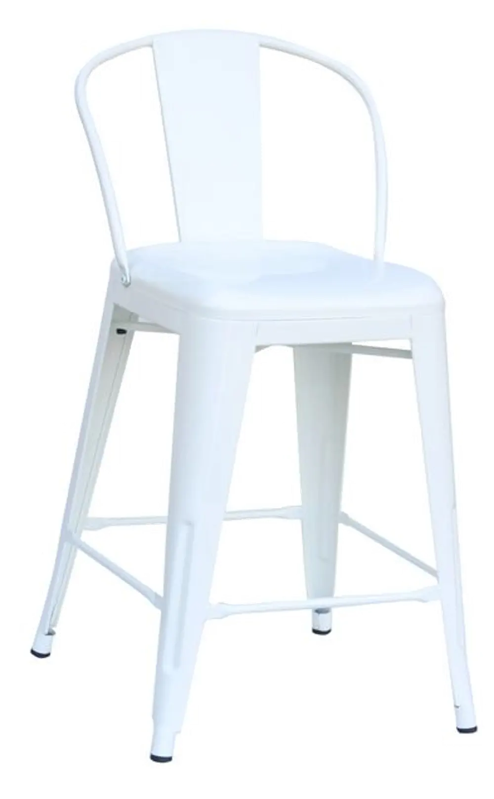 White Round Back Metal Counter Height Stool (Set of 4)-1
