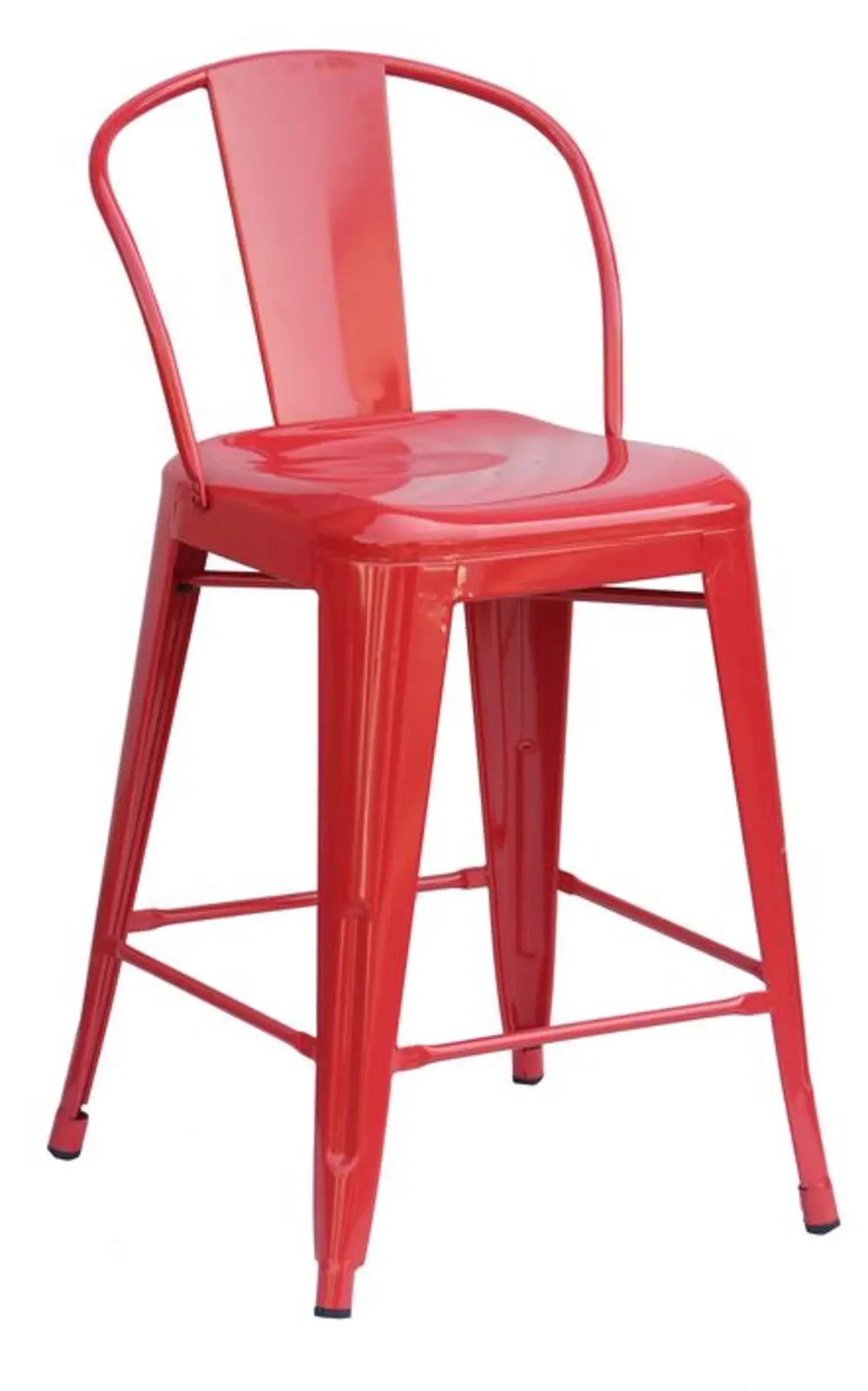 Red Round Back Metal Counter Height Stool (Set of 4)-1