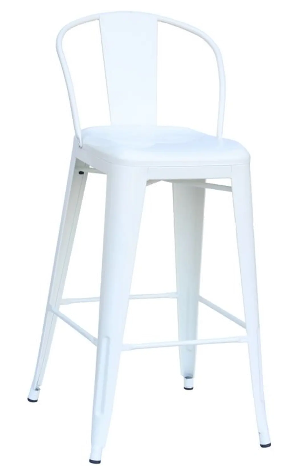 White Round Back Indoor-Outdoor Metal Bar Stool (Set of 4)-1