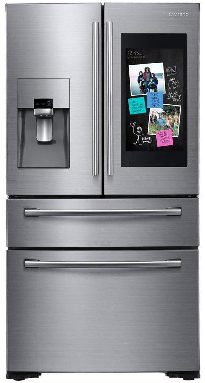 Samsung Counter Depth Family Hub Smart Refrigerator With 4 Doors 21 9 Cu Ft 36 Inch Stainless Steel