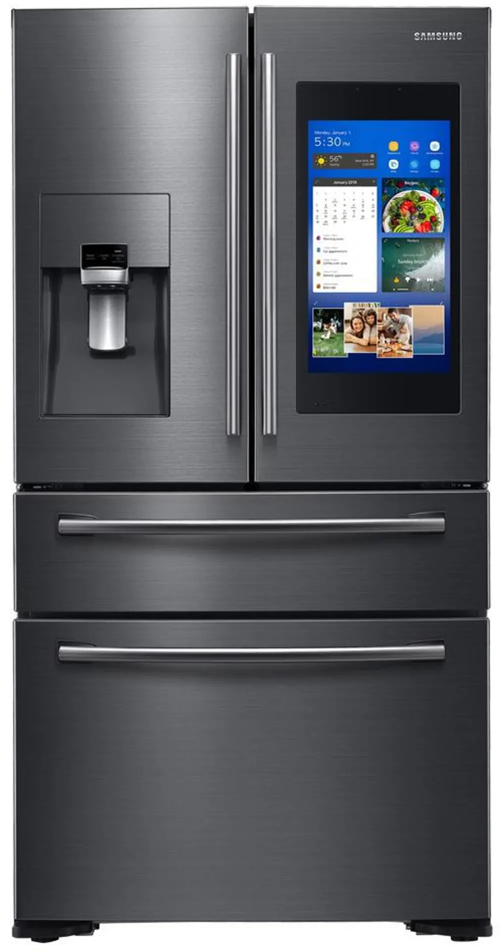 RF22NPEDBSG Samsung Counter Depth Family Hub Smart Refrigerator with 4 Doors - 21.9 cu. ft., 36 Inch Black Stainless Steel-1