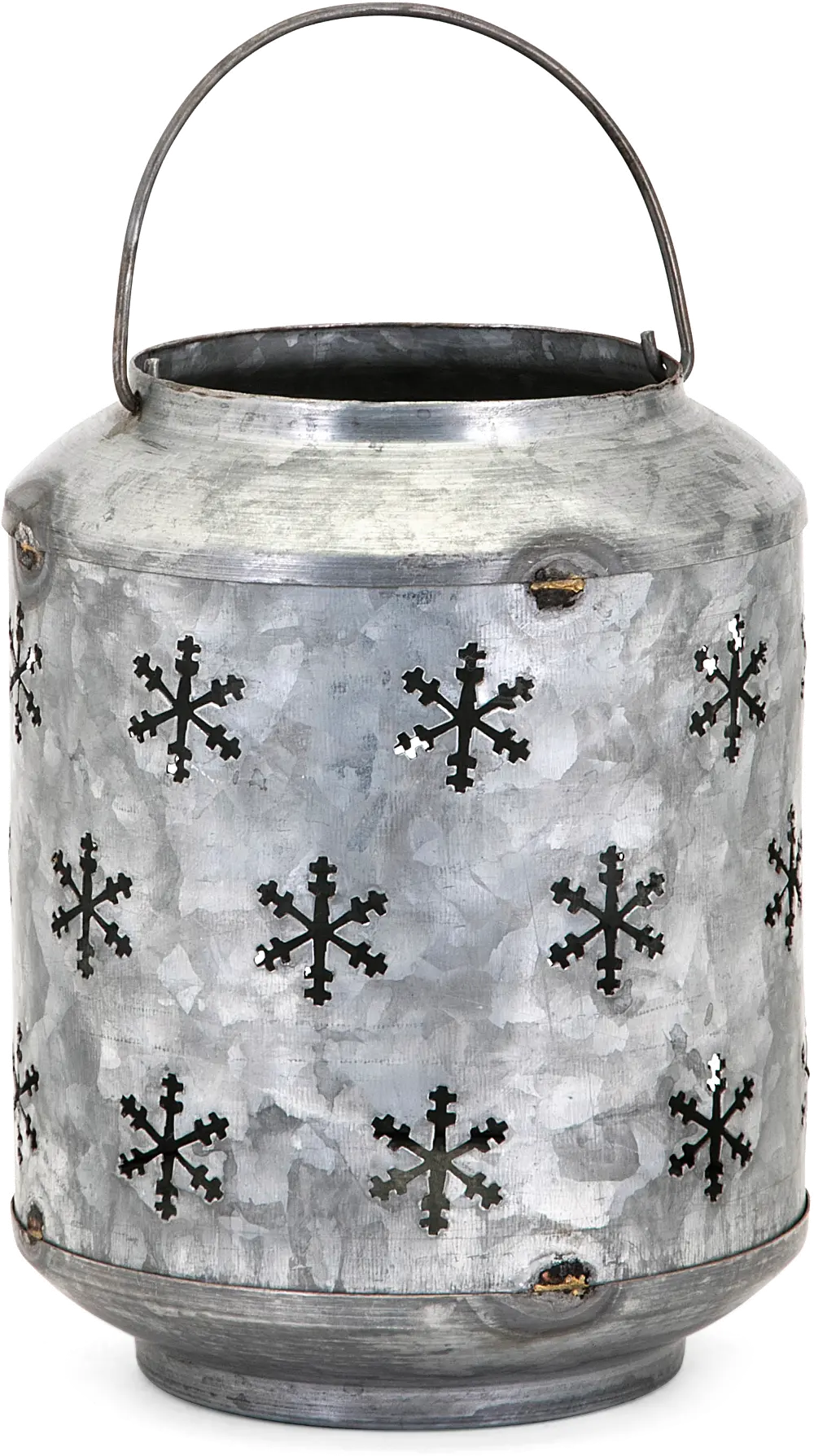 8 Inch Galvanized Iron Christmas Snowflake Lantern-1