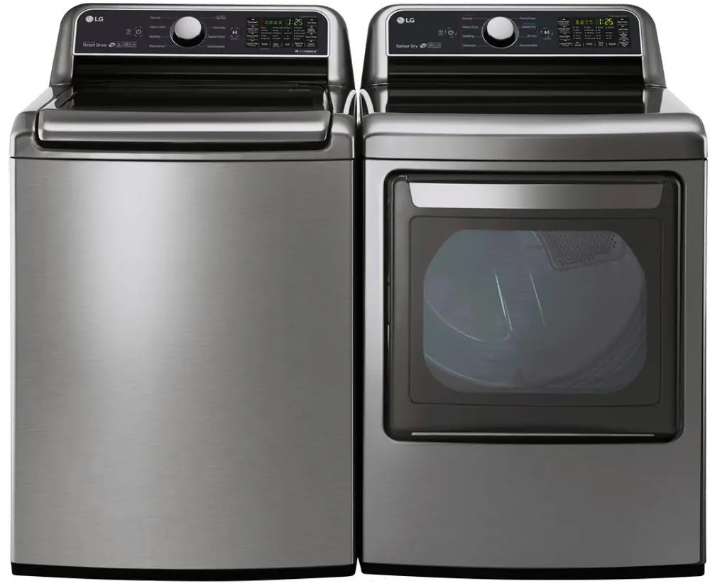 .LG-7200-GRS-GAS-PR LG Top Load Washer and Gas Dryer Pair - Graphite Steel -1