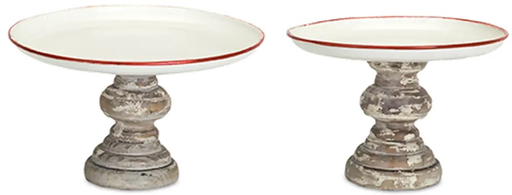 10 Inch White and Red Bowl on Pedestal-1