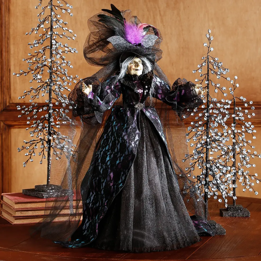 25 Inch Black and Purple Standing Witch-1