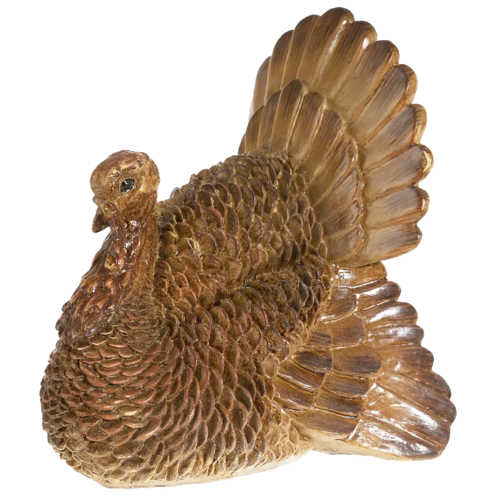 10 Inch Brown Resin Turkey Figurine-1