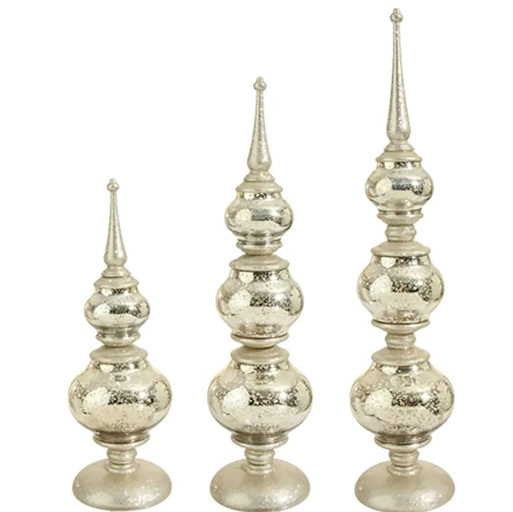 21 Inch Mercury Glass LED Lighted Antique Finial-1