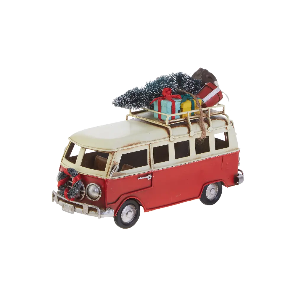 7 Inch Red Metal Holiday Bus-1