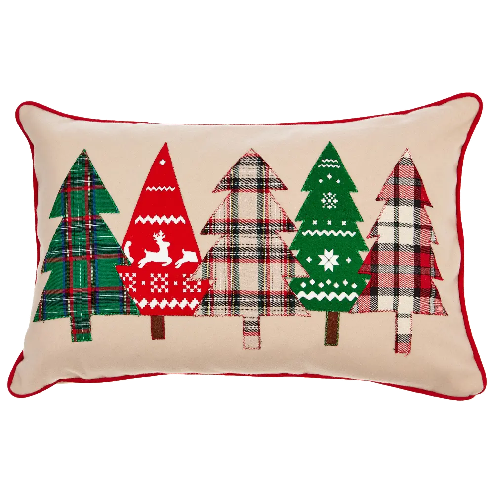 21 Inch Multi Color Holiday Tree Throw Pillow-1