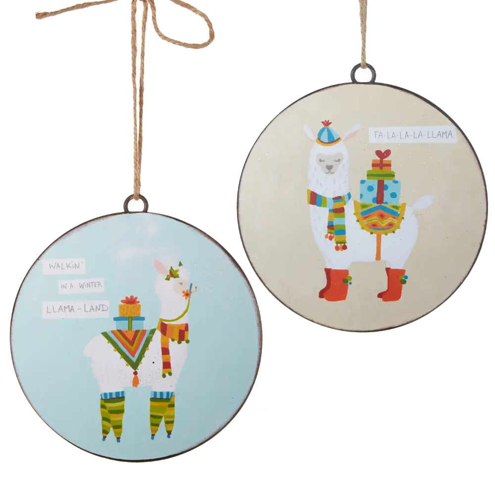Assorted 6 Inch Multi Color Llama Disc Ornament-1