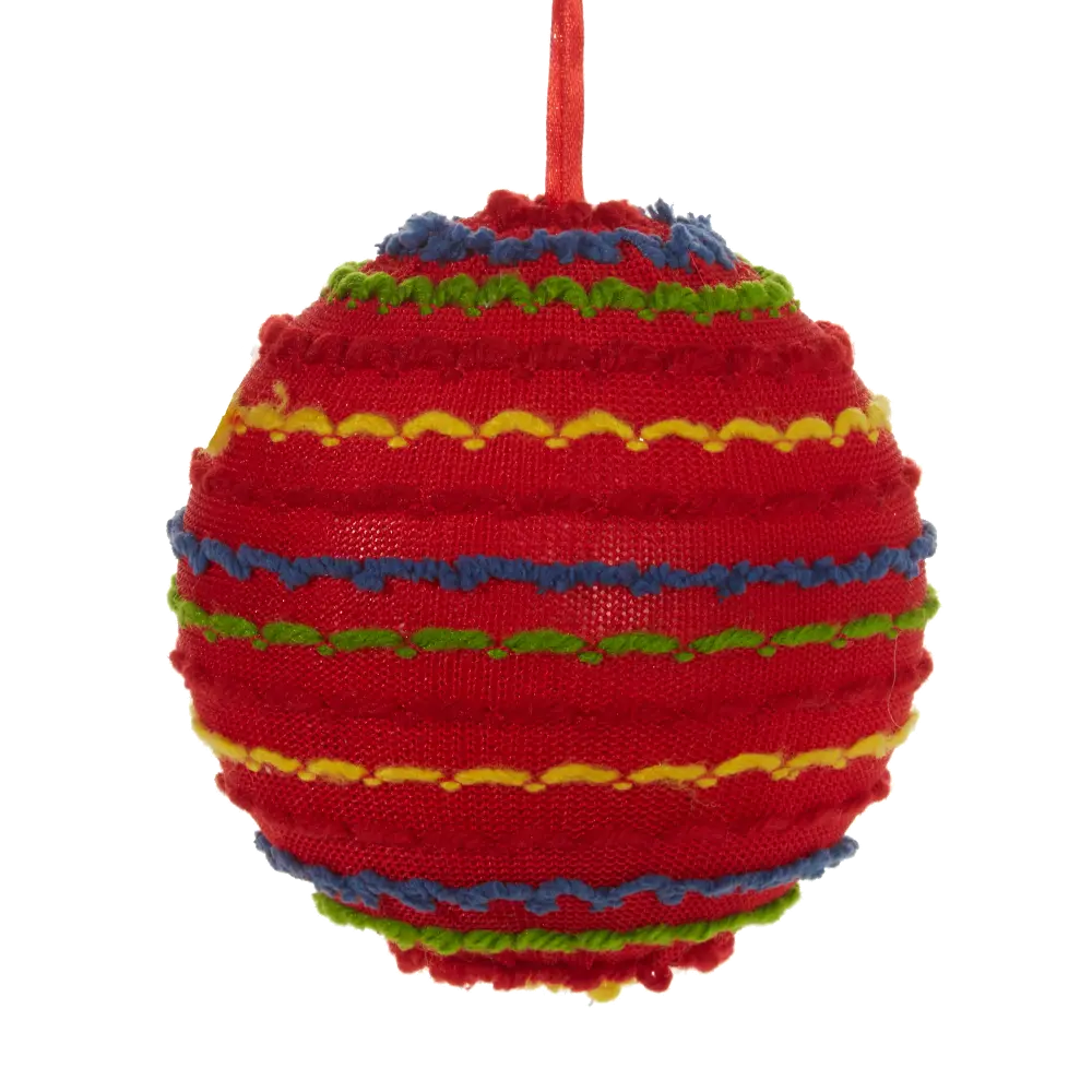 4 Inch Multi Color Knit Ball Ornament-1