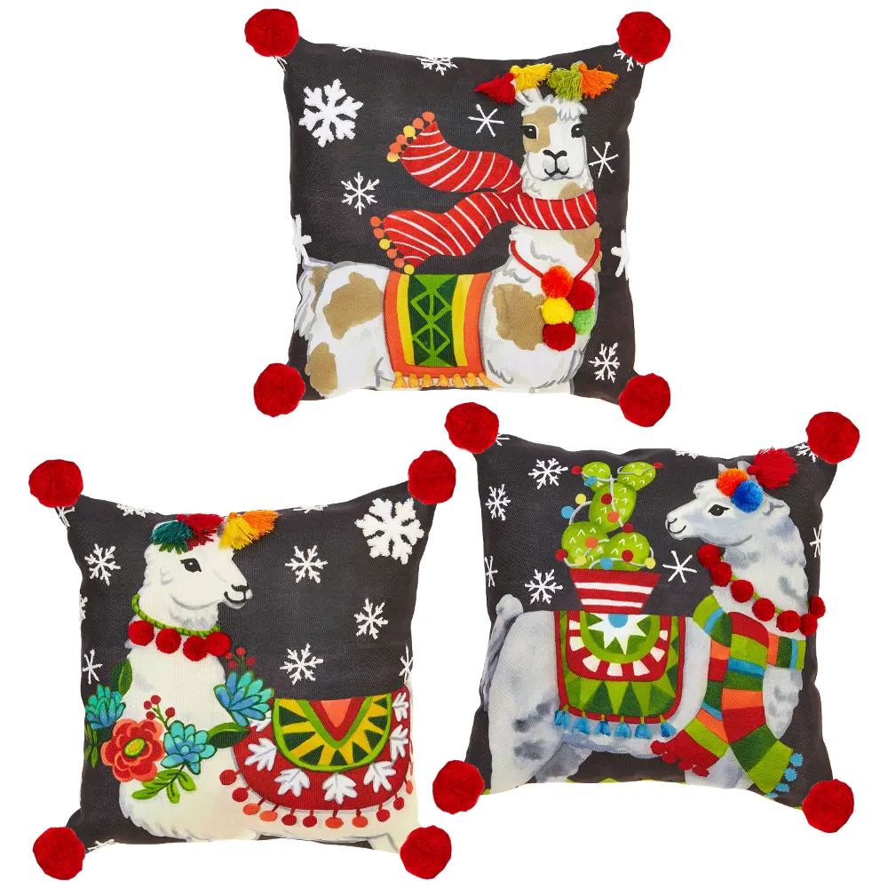 Assorted Multi Color 16 Inch Llama Throw Pillow-1
