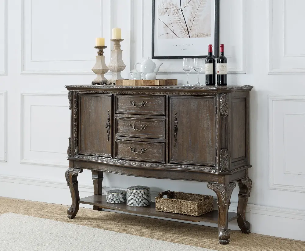 Antique Washed Brown Dining Room Sideboard - Kiera-1