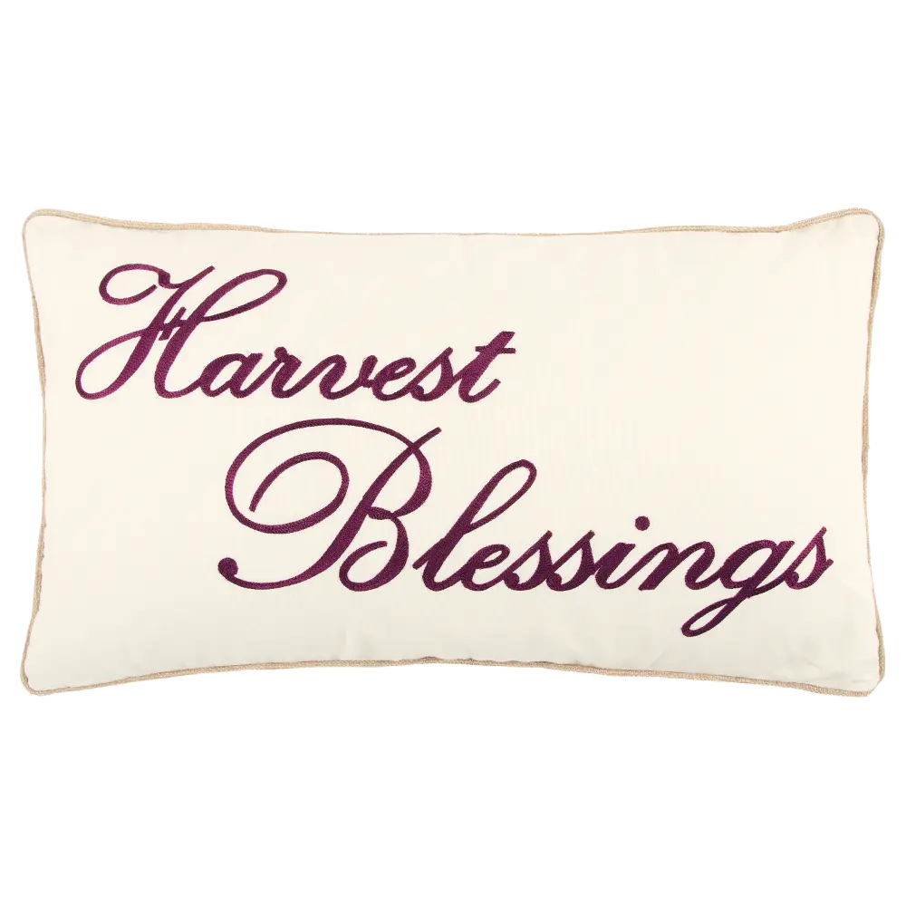 Ivory Harvest Blessings Rectangular Throw Pillow-1