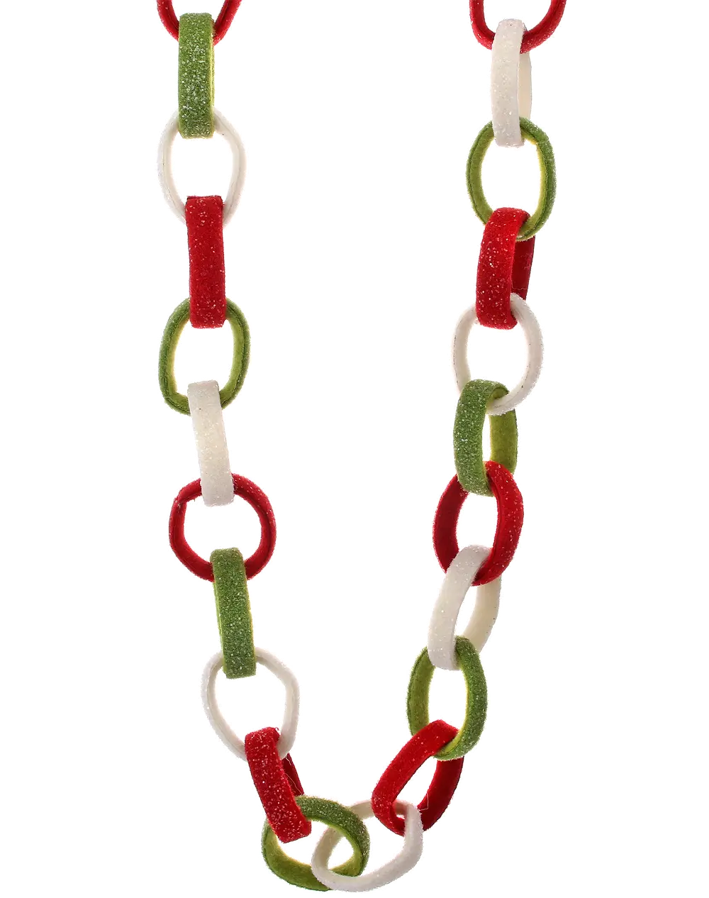 40 Inch Green, White and Red Frosted Felt Chain Garland-1