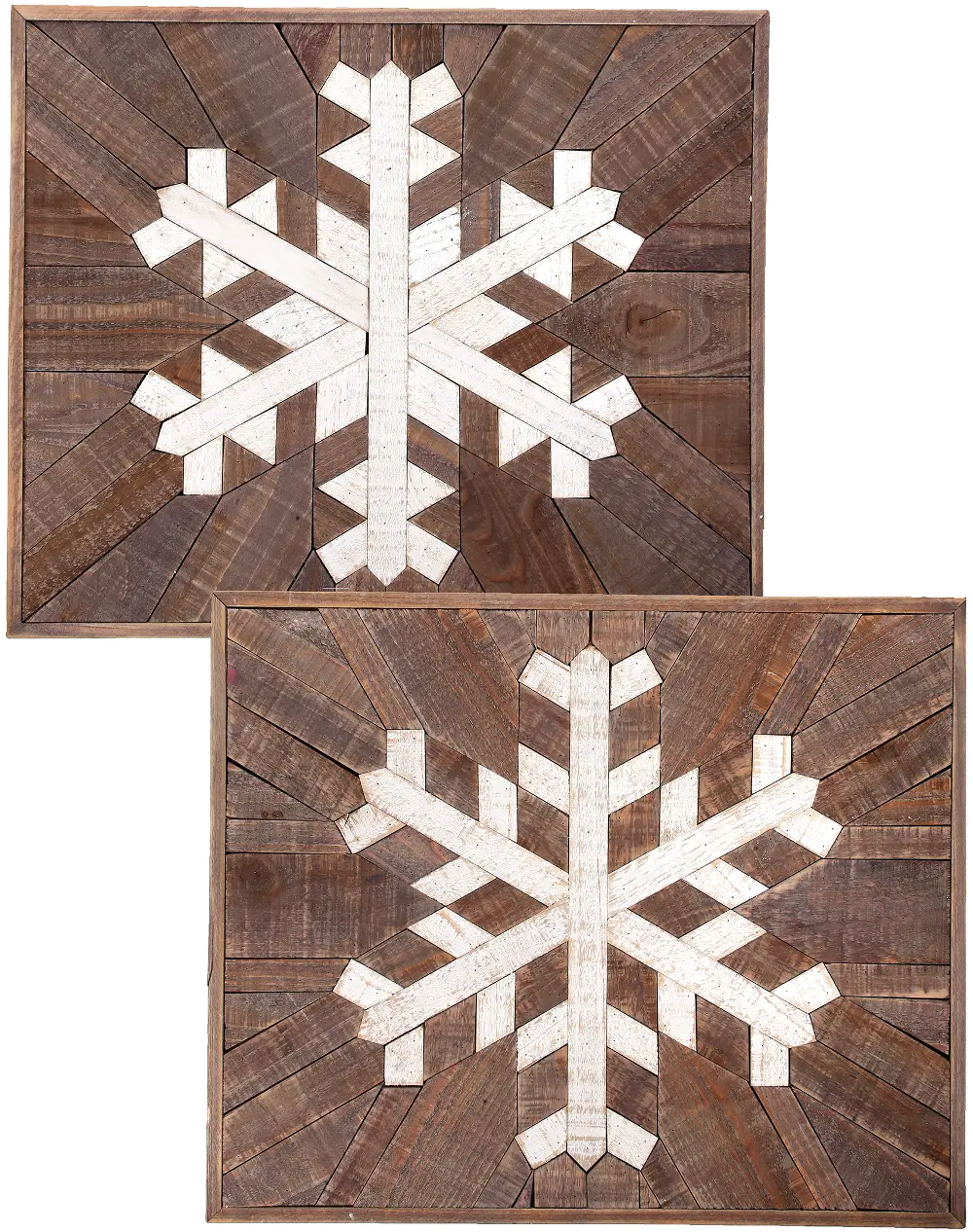 Assorted Wood Mosaic Snowflake Wall Art-1